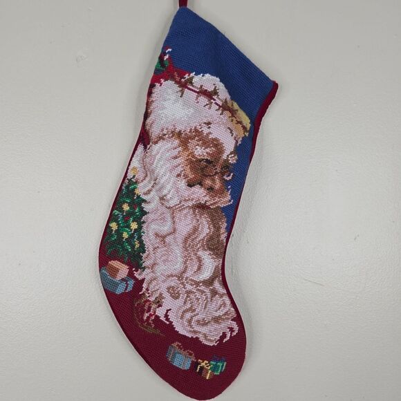 Needle point christmas stocking santa - Picture 1 of 4